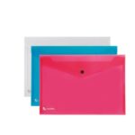 Buste con bottone King Mec Pull A4 21x29,7 cm assortiti blu, rosso e