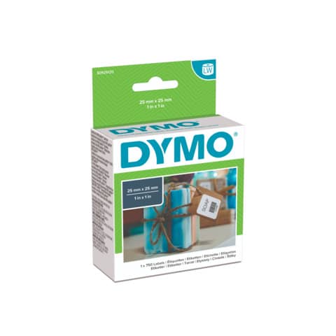 Roll of 750 square 25x25 mm Dymo LabelWriter multipurpose labels white