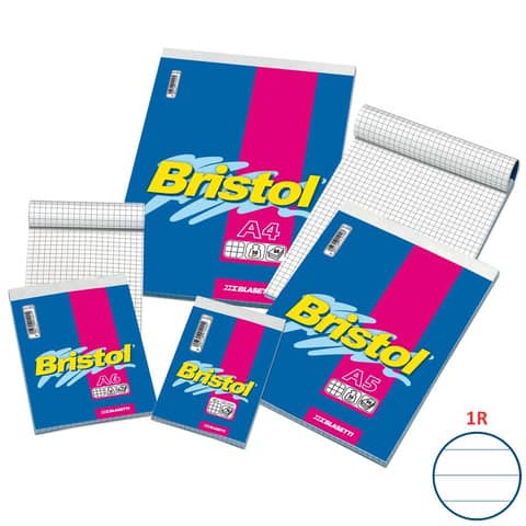 Blocco punto metallico Blasetti BRISTOL 60 ff righe 1R A4 - 21x29,7cm