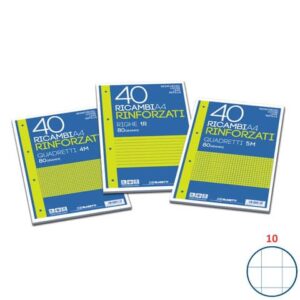 Ricambi rinforzati Blasetti in carta bianca usomano con 4 fori rinforzati in