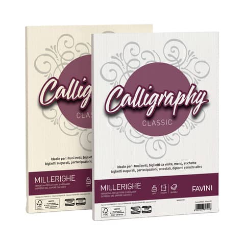 Carta pergamena Favini Calligraphy Millerighe liscia fondo rigato