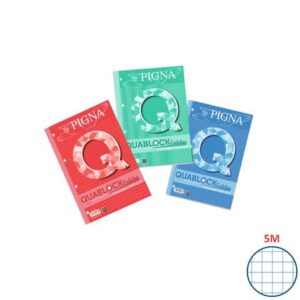 Quaderno 40 fogli a 4 fori PIGNA Quablock Evolution A4 a quadretti 5M