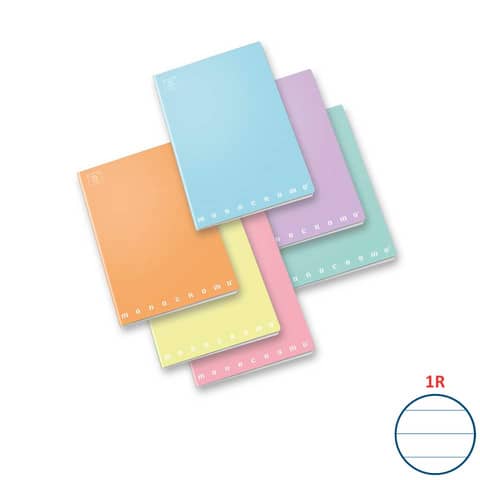 Quaderno 42 fogli PIGNA Monocromo Pastel A4 a righe 1R assortiti