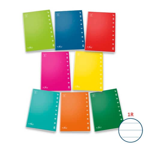 Quaderno 38 fogli PIGNA Monocromo A4 a righe 1R assortiti