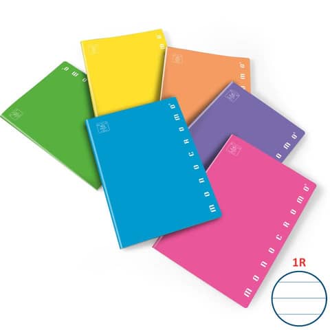 Quaderno 42 fogli PIGNA Monocromo Fluo A4 a righe 1R assortiti