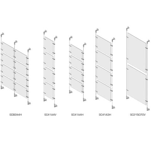 Sist. a cavetto 4 pannelli porta-avvisi Tecnostyl A3 in allum. 48x4,5x400 cm con