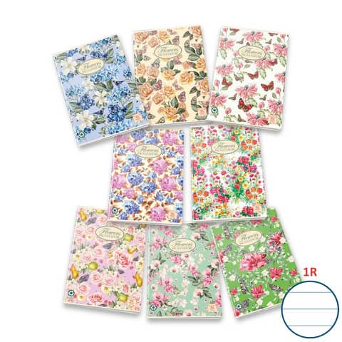 Quaderno a righe 42 fogli PIGNA Maxi Nature Flowers A4 1R assortiti