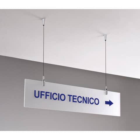 Targa sospesa in acrilico bisatinato 60x15 cm Tecnostyl con cavetti per