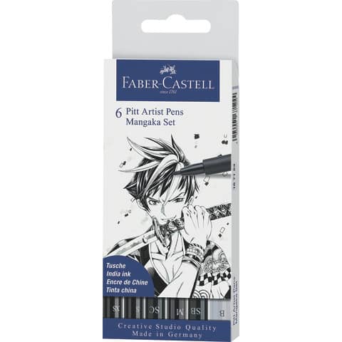 Penna inchiostro pigmentato Faber Castell Pitt Artist conf. 6 pezzi -