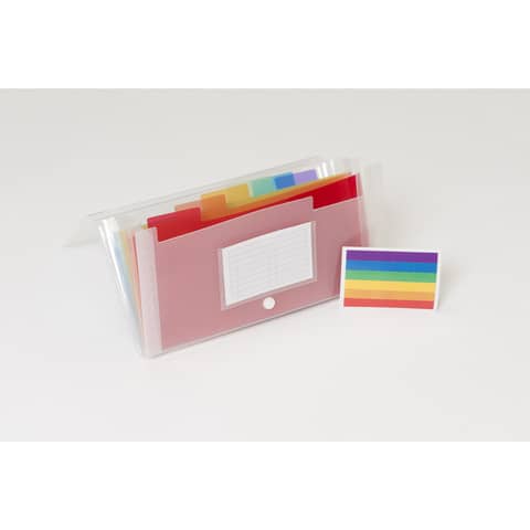 Classificatore Crystal Colours chiusura bottone 14x26 cm - 7 scomparti -