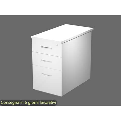 Cassettiera alta bianca 2 cassetti + 1 classificatore 44x80x73 cm complanare