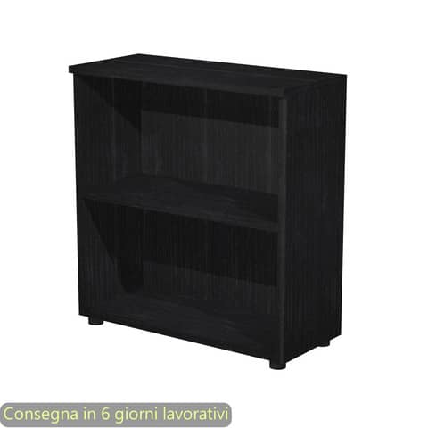 Low open cabinet black veined ash 80x35xH.72 cm with 1 shelf