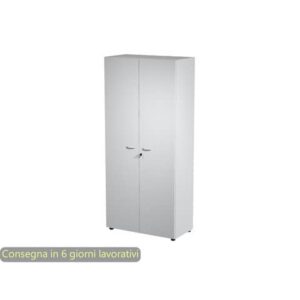 Armadio alto con ante battenti grigio 90x45,8xH.200 cm con serratura linea