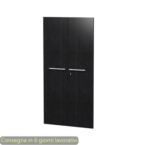 Coppia ante medie nero venato frassino 80x153,8 cm in melaminico con serratura