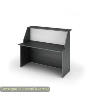 Bancone reception nero venato frassino-bianco -140x76xH.117 cm in