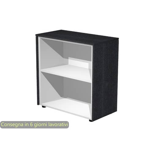 Mobile a giorno basso singolo top nero venato frassino 83x43x81,4 cm struttura