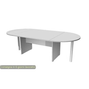 Tavolo riunione ovale grigio 220x110xH.72 cm gamba a pannello in