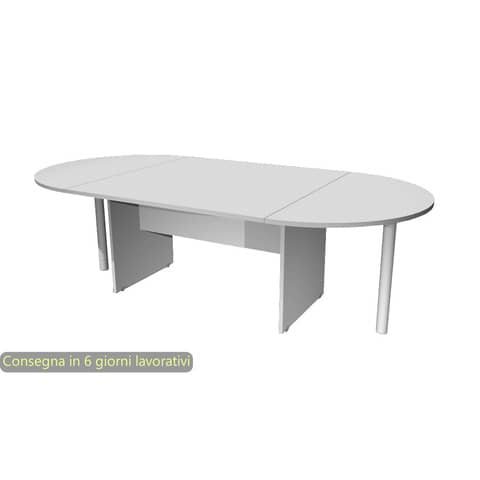 Tavolo riunione ovale grigio 220x110xH.72 cm gamba a pannello in