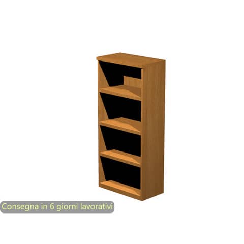 Mobile a giorno alto noce chiaro 80x35xH.180 cm con 3 ripiani regolabili