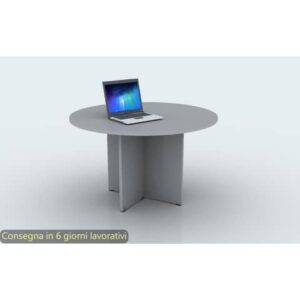 Tavolo riunione rotondo grigio Ø120xH.72 cm gamba a pannello in