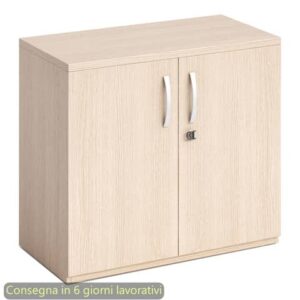 Armadio basso con ante battenti rovere 80x46xH.73 cm in melaminico linea