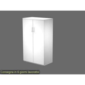 Armadio medio con ante battenti bianco 80x46xH.136 cm in melaminico linea