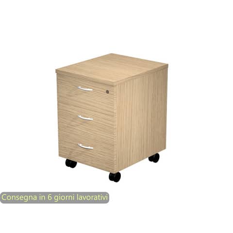 EC - Cassettiera a tre cassetti montata rovere 41,8x52xH.59,5 cm linea Presto