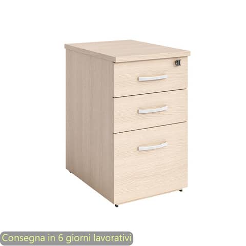 Cassettiera alta rovere 2 cassetti + 1 classificatore 44x60x73 cm complanare