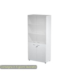 Armadio alto grigio con 2 ante basse + 2 ante medie in vetro 90x45,8x200 cm linea