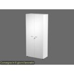 Armadio alto con ante battenti bianco 90x45,8xH.200 cm con serratura linea