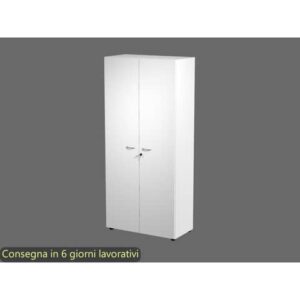 Armadio alto con ante battenti bianco 90x45,8xH.200 cm con serratura linea