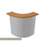 90° walnut 90° angled reception stand 96,5x96,5x115h cm metal panel