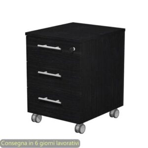 Cassettiera 3 cassetti nero venato frassino 41,8x52xH.61,5 cm fornita