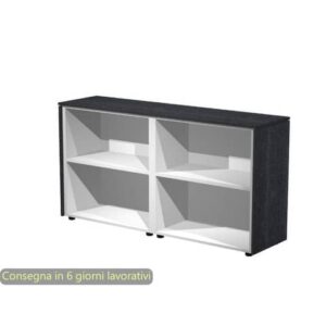 Mobile a giorno basso doppio top nero venato frassino163x43x81,4 cm struttura