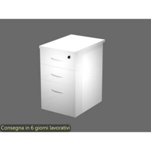 Cassettiera alta bianca 2 cassetti + 1 classificatore 44x60x73 cm complanare