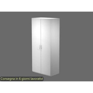 Armadio alto con ante battenti bianco 80x46xH.181,8 cm in melaminico linea