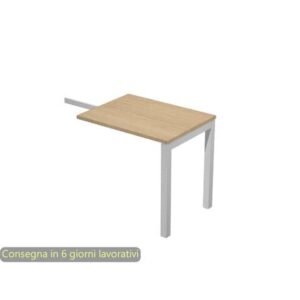 Allungo per scrivania reversibile dx/sx rovere 80x60xH.72,5 cm gamba a ponte in