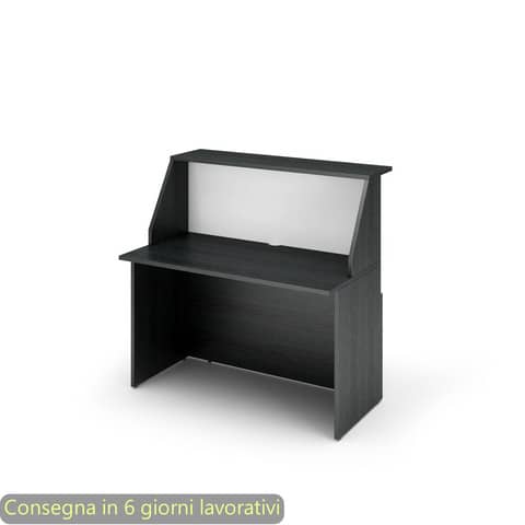 Bancone reception nero venato frassino-bianco -  120x76xH.117 cm in