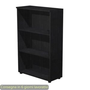 Mobile a giorno medio nero venato frassino 80x35xH.120 cm con 2 ripiani