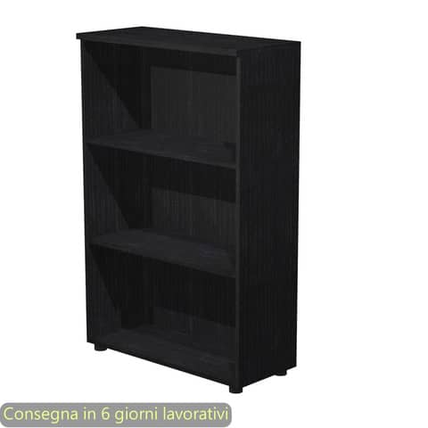 Mobile a giorno medio nero venato frassino 80x35xH.120 cm con 2 ripiani