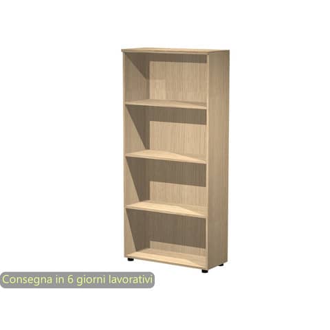 Mobile a giorno alto rovere 80x35xH.180 cm con 3 ripiani regolabili