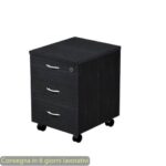 EC - Assembled three-drawer chest of drawers black veined ash 41,8x52xH.59,5 cm