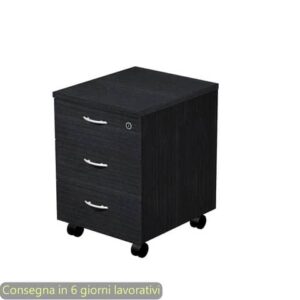 EC - Cassettiera a tre cassetti montata nero venato frassino 41,8x52xH.59,5 cm