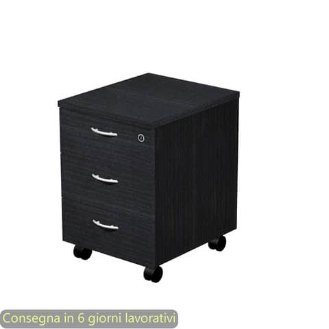 EC - Assembled three-drawer chest of drawers black veined ash 41,8x52xH.59,5 cm