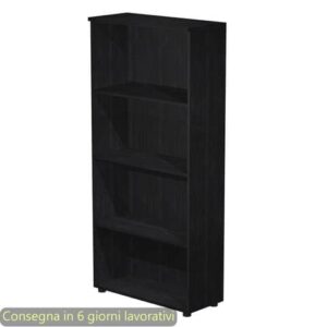 Mobile a giorno alto nero venato frassino 80x35xH.180 cm con 3 ripiani