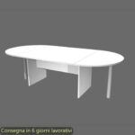 Tavolo riunione ovale bianco 220x110xH.72 cm gamba a pannello in