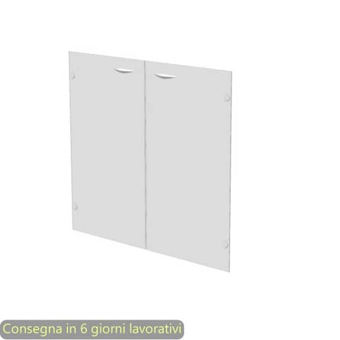 Ante senza serratura in vetro satinato 80x67 cm per mobile basso linea Presto