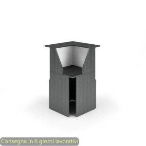 Bancone reception angolare 90° nero venato frassino-bianco 76x76xH.117 cm in