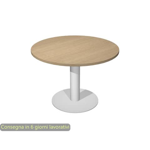 Tavolo riunione rotondo piano rovere Ø80xH.73 cm gamba sezione rotonda in