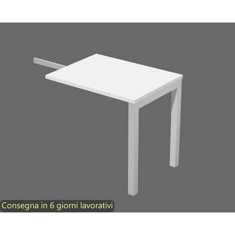 Extension for reversible desk right/left white 80x60xH.72,5 cm bridge leg in